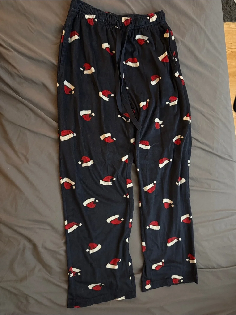 Kids Navy Holiday Santa Hat Joggers